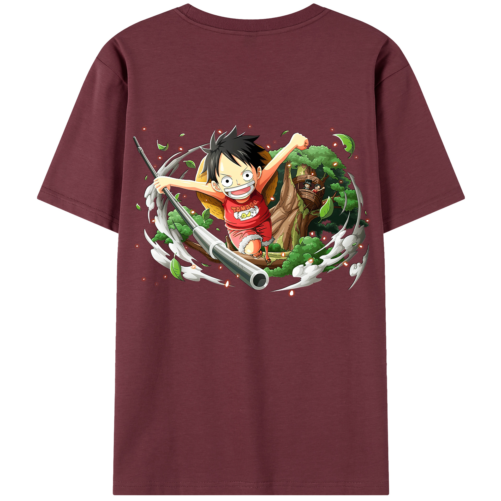 ワンピース モンキー・D・ルフィ ONE PIECE Monkey D. Luffy 綿100％半袖Tシャツ（背面プリント）
